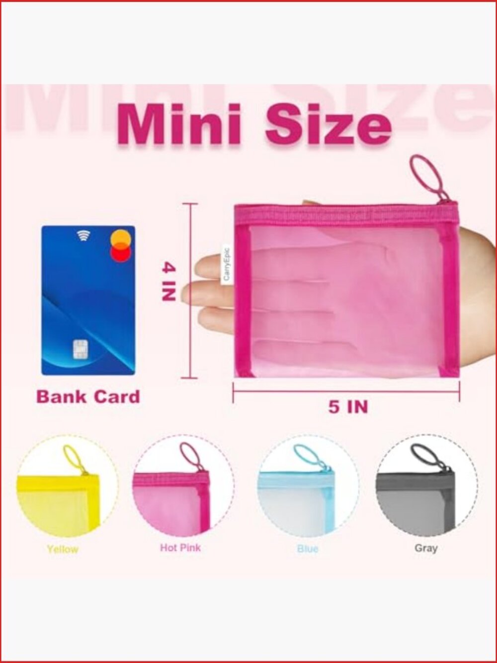 Mini Mesh Pouches 4 Pack, Small Zipper Bags For Makeup Travel Toiletries View 2